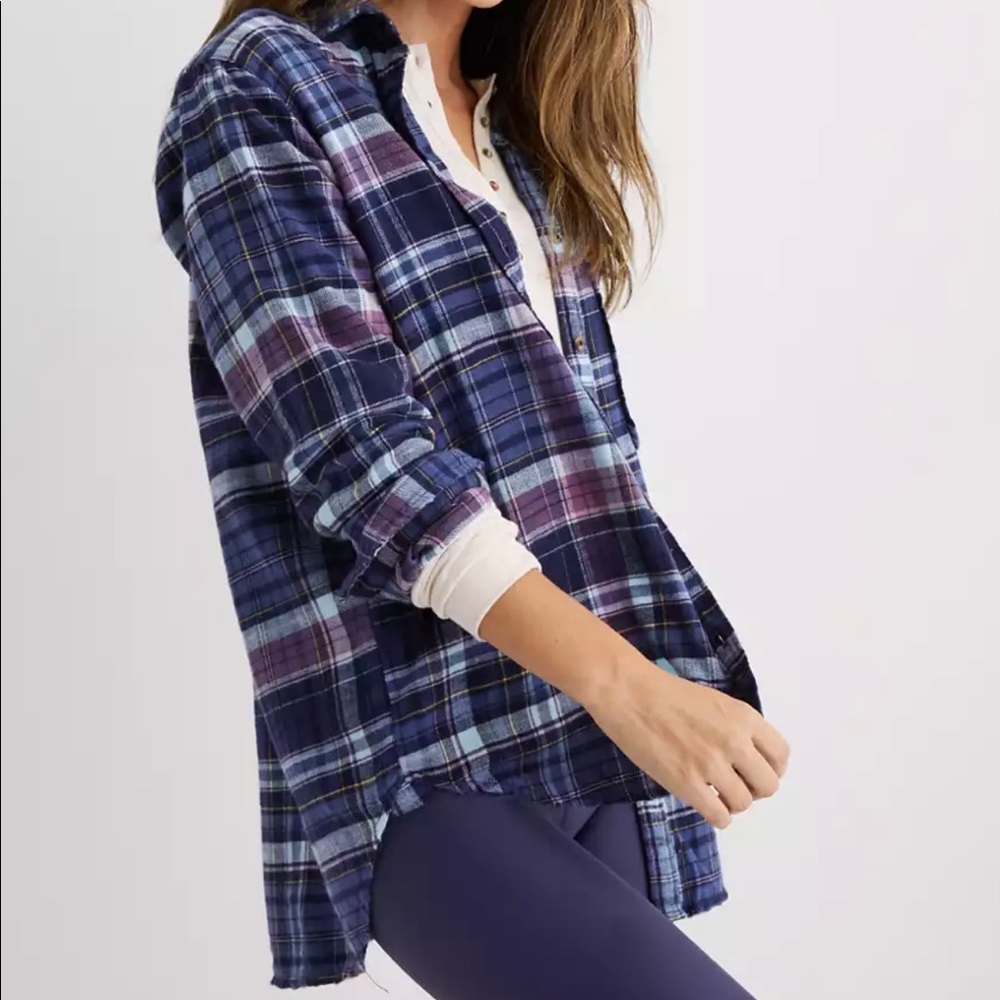 NWT Aerie Flannel LS Boyfriend Shirt. Size Small